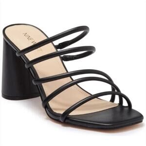 Nine West Getcha Heels 12 Black NWOT Sandals Mules Strappy Block Heel 90s Y2K